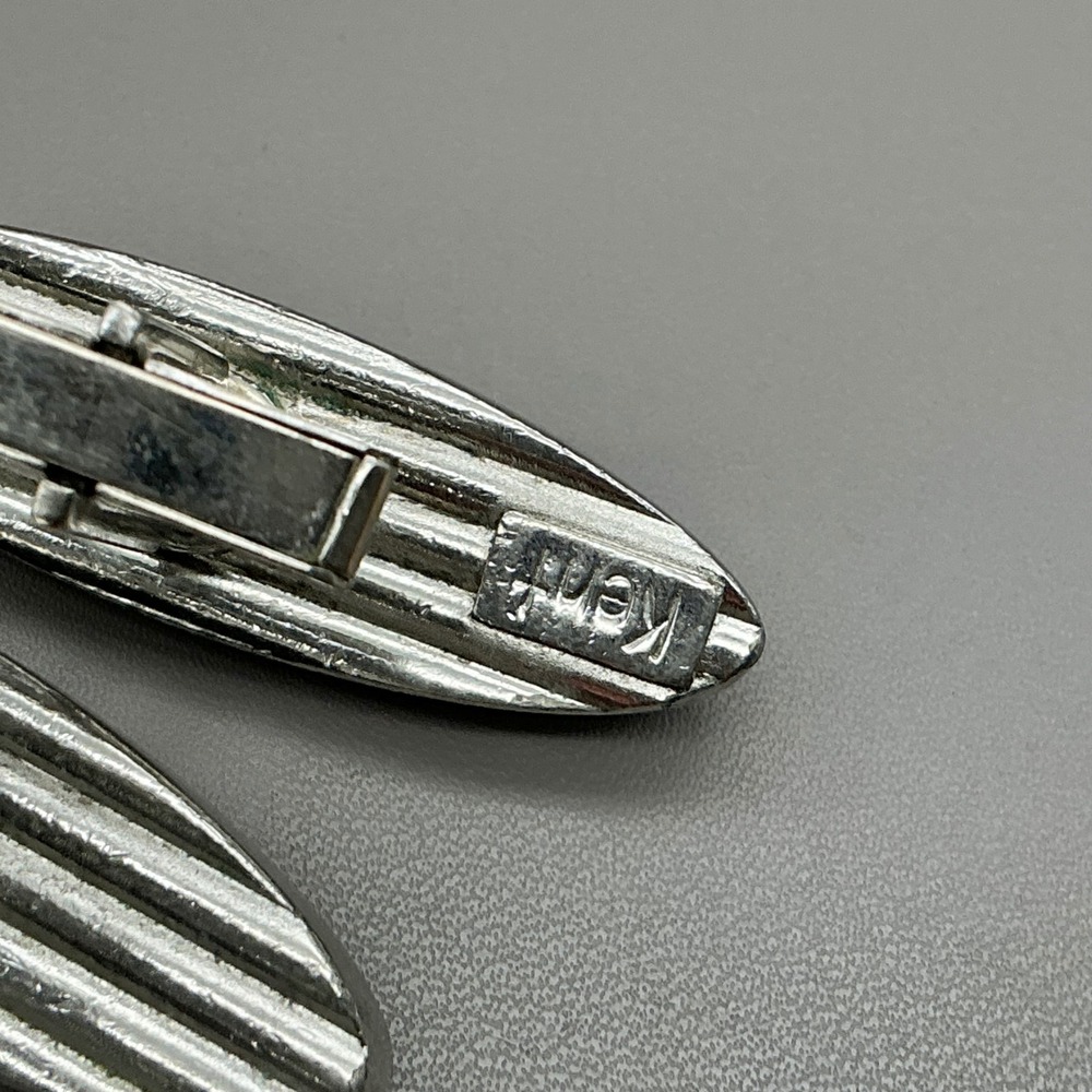 Kent Cufflinks Black Hematite Style Silver Tone Oval Mid Century Vintage29.99 - Picture 9 of 10